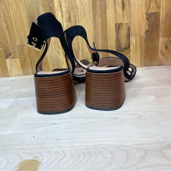 J Crew Penny Buckled Ankle Strap Sandals in Black Suede - Picture 6 of 11